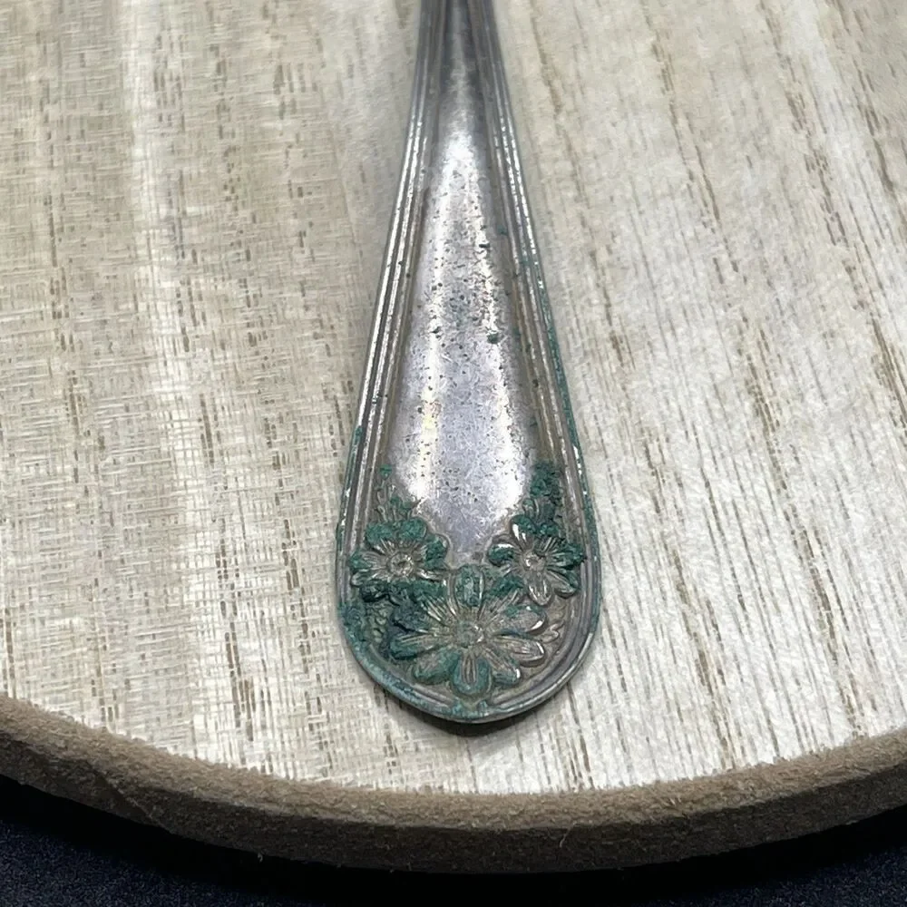 VTG Atq WM Rogers&Son Pat Jan 4 1910 Silverplate Daisy Pattern Gravy Soup Spoon
